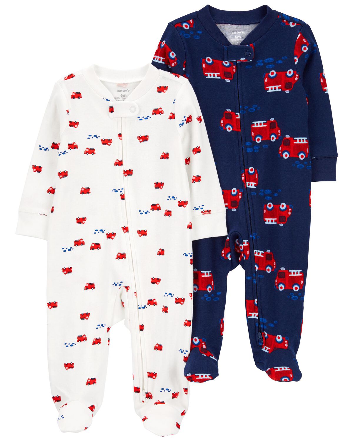 Navy/White Baby 2Pack 2Way Zip Cotton Sleep & Play Pajamas