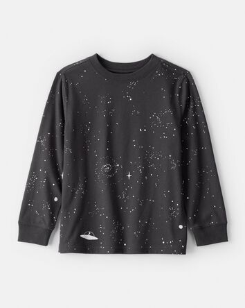 Boys Galaxy Print Long-Sleeve Graphic Tee - Black, 