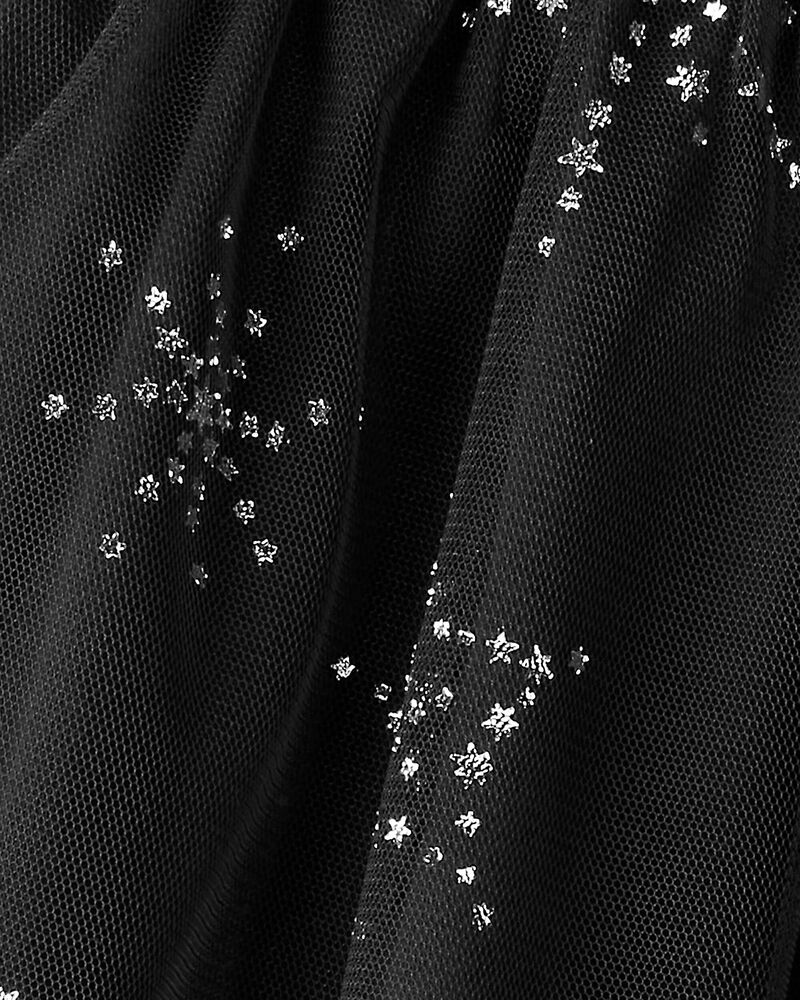 Kid Halloween Metallic Star Tulle Tutu Skort - Black, image 3 of 4 slides