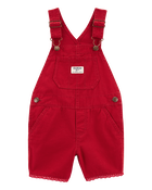 Toddler Twill Eyelet Shortalls - Red, image 1 of 4 slides