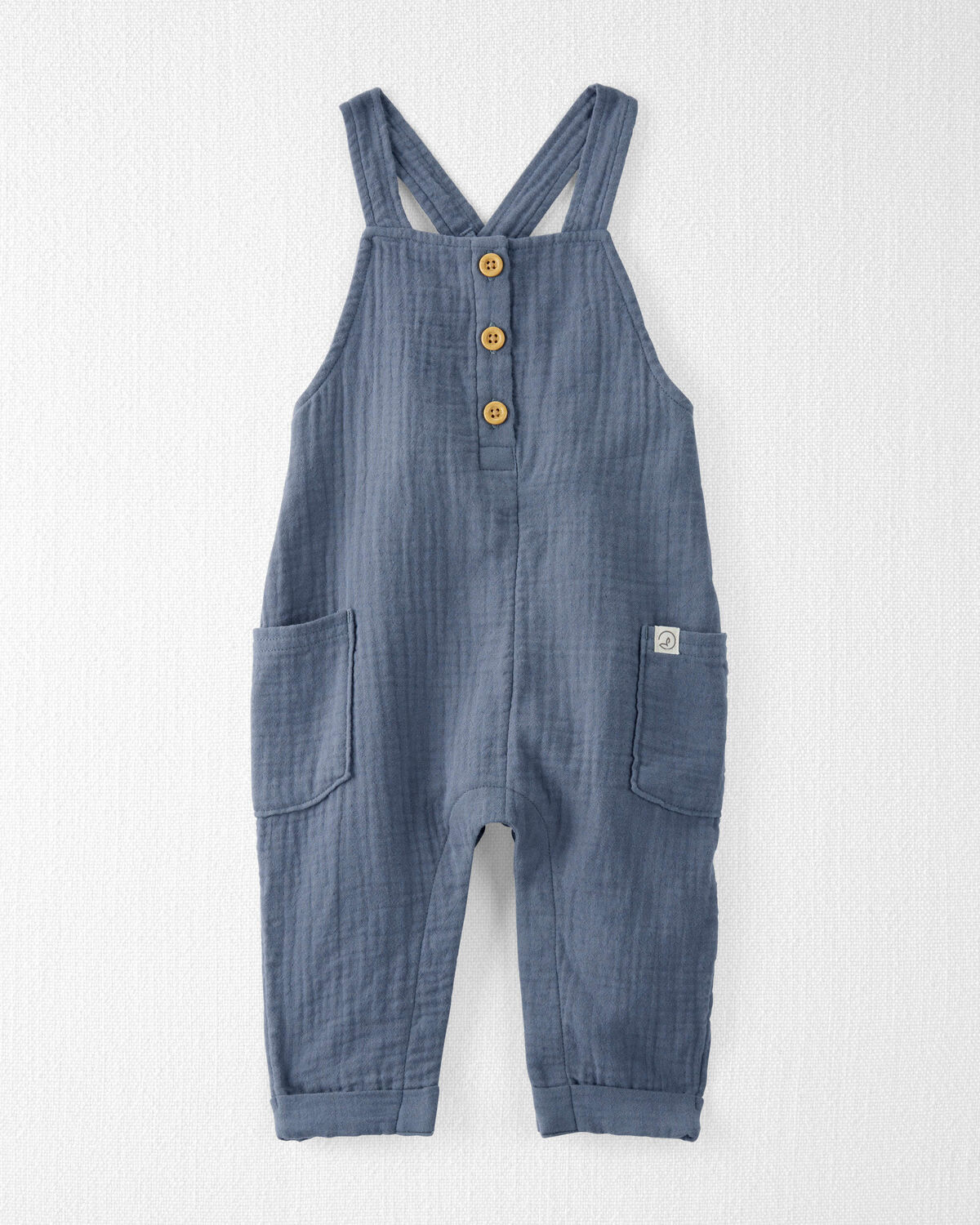 Coastal Blue Baby Organic Cotton Gauze Overalls in Blue