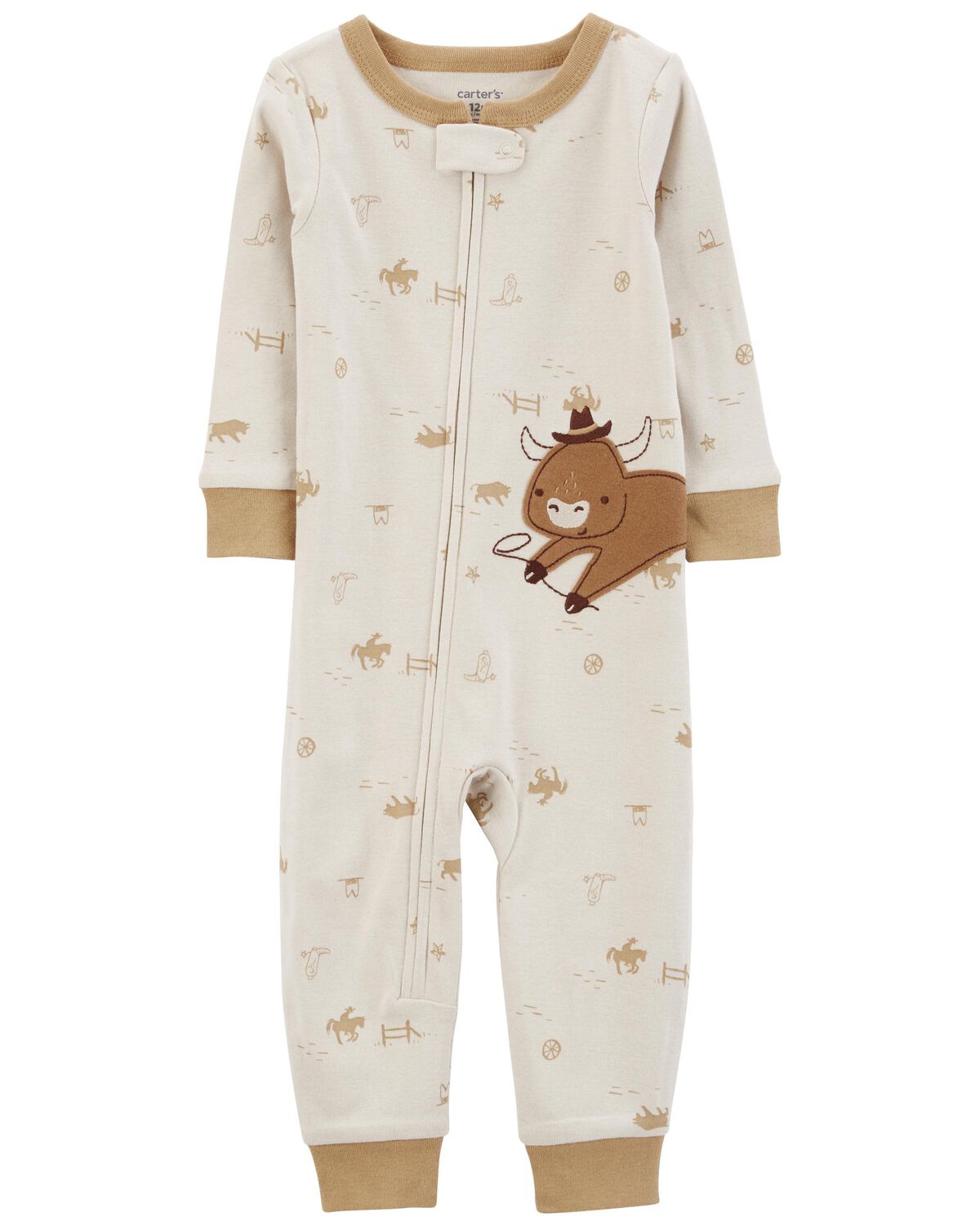 Taupe Baby 1Piece Cow 100 Snug Fit Footless Pajamas