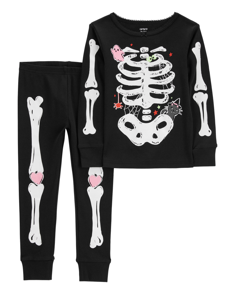 Toddler 2-Piece Glow Skeleton 100% Snug Fit Cotton Pajamas, image 1 of 4 slides