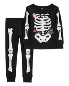 Toddler 2-Piece Glow Skeleton 100% Snug Fit Cotton Pajamas, image 1 of 4 slides