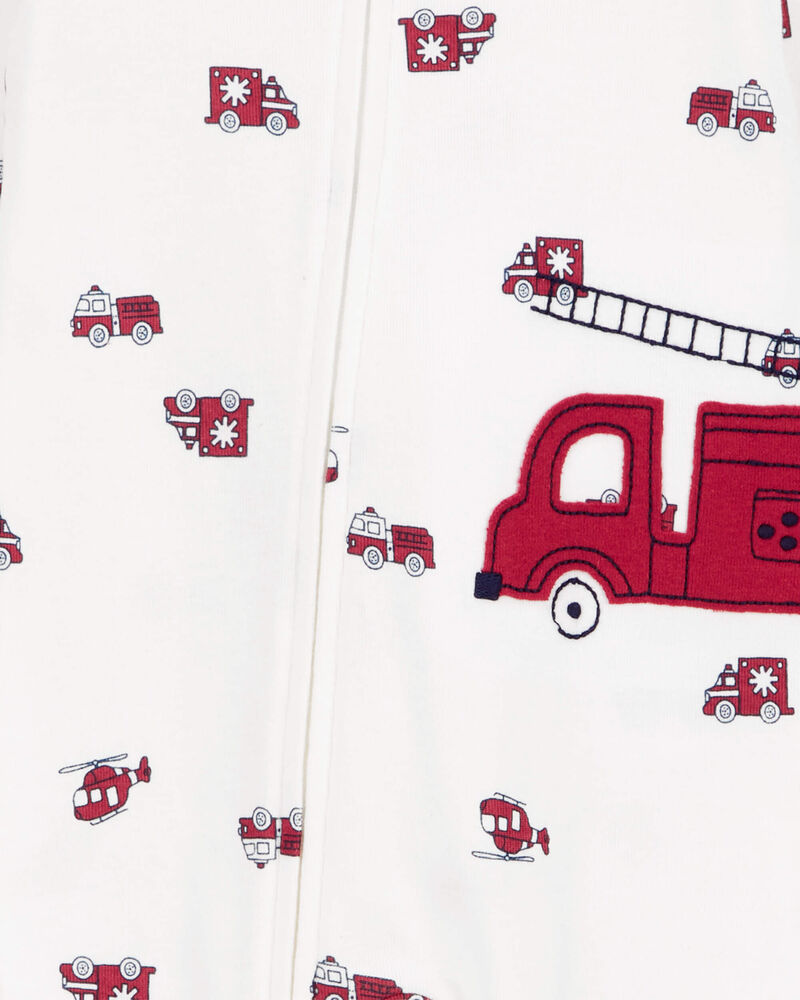 Toddler 1-Piece Firetruck 100% Snug Fit Cotton Footless Pajamas, image 2 of 4 slides