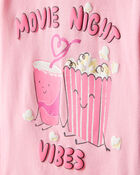 Girls Movie Print 100% Cotton Long-Sleeve 4-Piece Pajamas - Black/Pink, image 2 of 5 slides