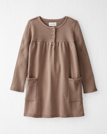 Toddler Organic Cotton Ribbed Sweater Knit Dress, 