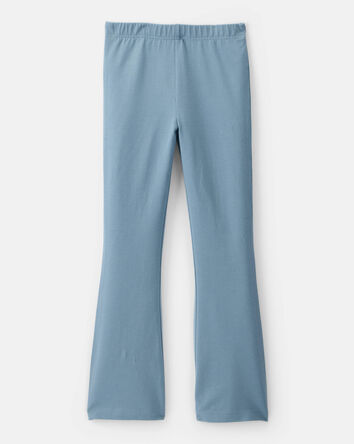 Kid Solid Cotton Flare Stretch Leggings - Blue, 