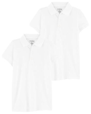 Kid 2-Pack White Polo Uniform Shirt Set, 