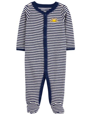 Baby Striped Snap-Up Terry Sleep & Play Pajamas, 