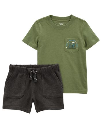 Baby 2-Piece Pocket Graphic Tee & Pull-On French Terry Shorts Set
, 
