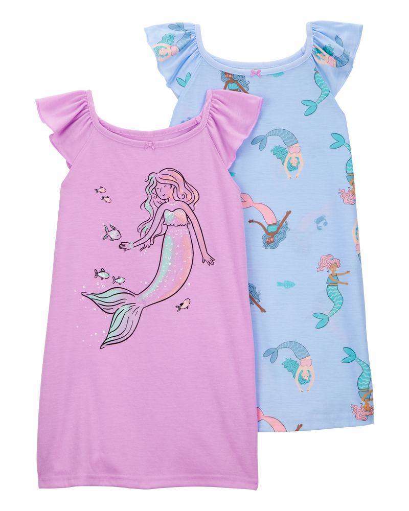 Girls 2-Pack Mermaid Nightgowns, image 1 of 4 slides