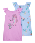 Girls 2-Pack Mermaid Nightgowns, image 1 of 4 slides