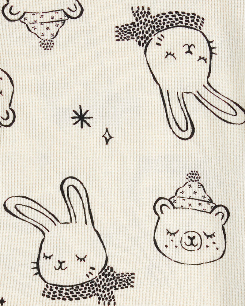 Baby 4-Piece Snow Bunny Cotton Blend Pajamas, image 3 of 4 slides