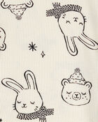Baby 4-Piece Snow Bunny Cotton Blend Pajamas, image 3 of 4 slides