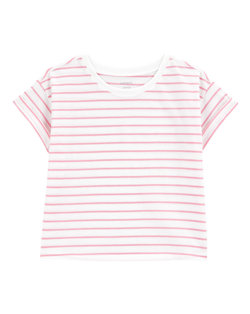 Kid Striped Short-Sleeve Fashion Top - Pink, 