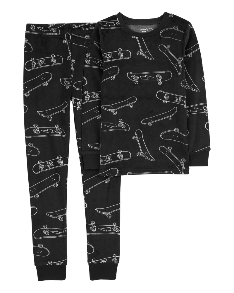 Kid 2-Piece Skateboard Fleece Pajama Set, image 1 of 3 slides