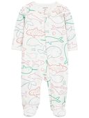 Ivory - Baby Whale Zip-Up Sleep & Play Pajamas