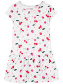 White - Toddler Cherry Cotton Dress