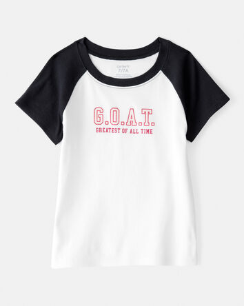 Girls G.O.A.T Short-Sleeve Graphic Tee - Black/Ivory, 