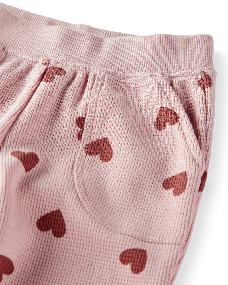 Baby Waffle Knit Set Made with Organic Cotton in Heart Print, image 3 of 6 slides