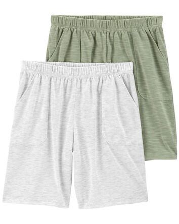 Kid 2-Pack Pull-On Slub Jersey Pajama Shorts, 