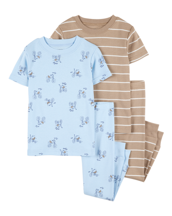 Toddler 4-Piece Snacks Cotton Pajamas, 