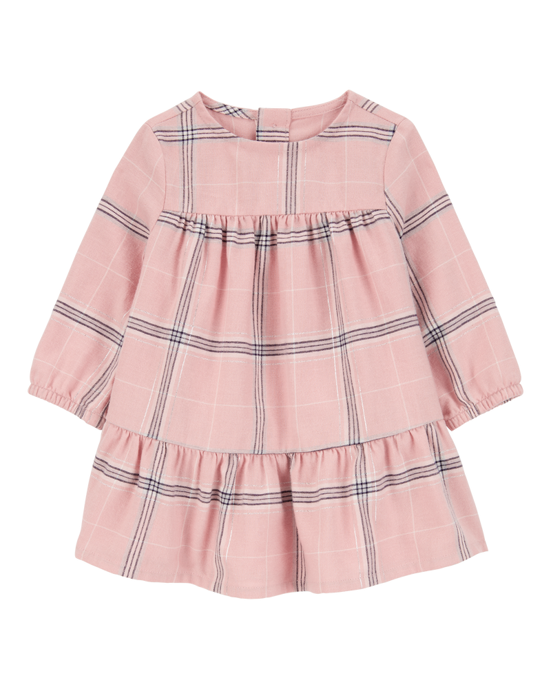 Baby 2-Piece Plaid Dress & Sherpa Vest Set, image 2 of 7 slides