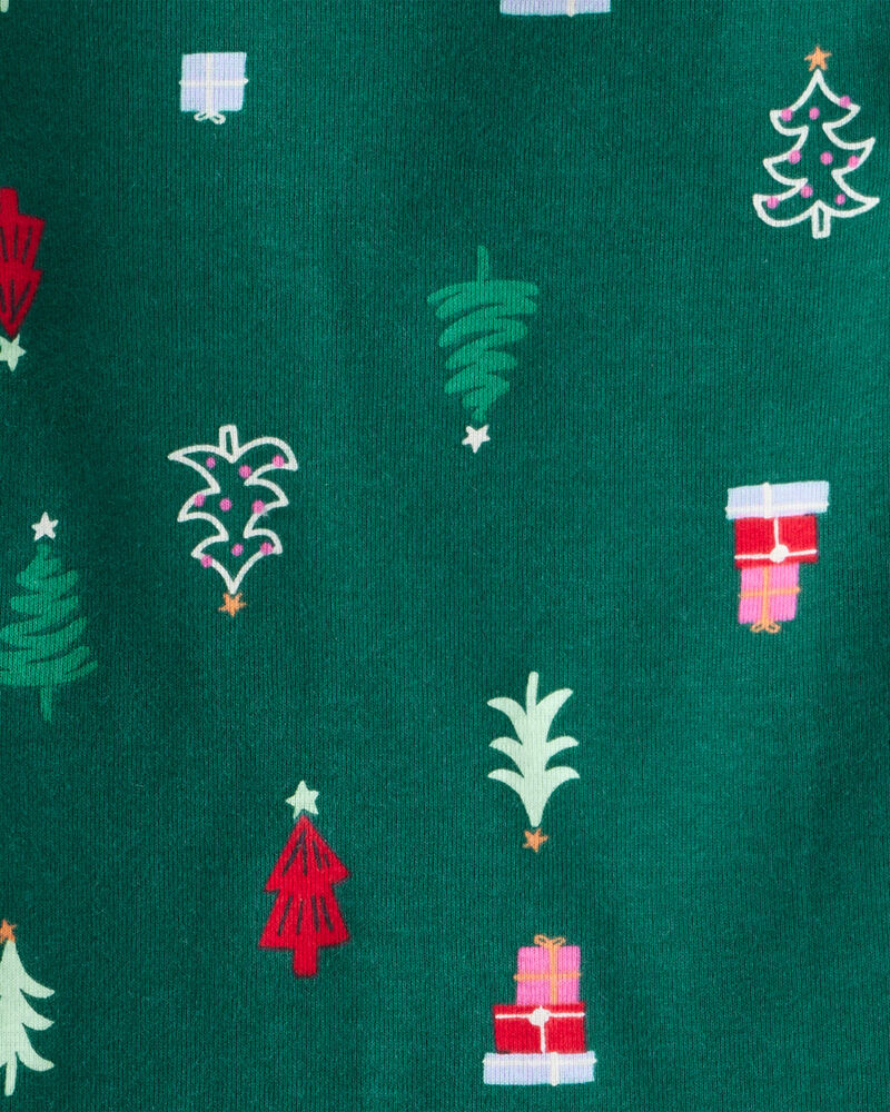 Baby Christmas Tree Print 100% Cotton Long-Sleeve Snug Fit 2-Piece Pajamas - Green, image 2 of 3 slides