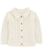 Baby Pointelle Button-Front Sweater Knit Cardigan, image 1 of 4 slides