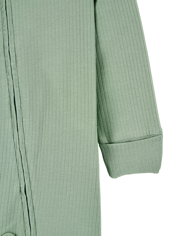 Baby Solid 2-Way Zip PurelySoft Sleep & Play Pajamas - Green, image 2 of 5 slides