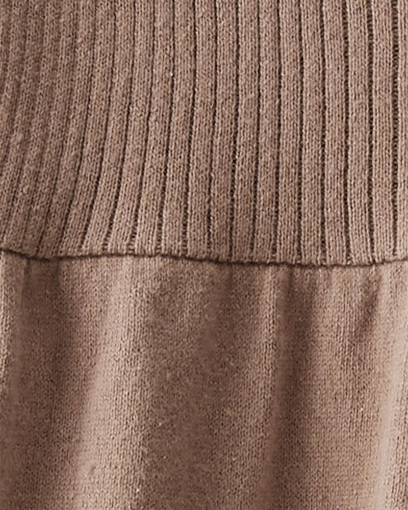 Toddler Organic Cotton Ribbed Sweater Knit Dress in Light Brown, image 4 of 5 slides