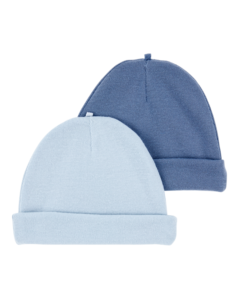 Baby 2-Pack Caps - Blue, image 1 of 2 slides
