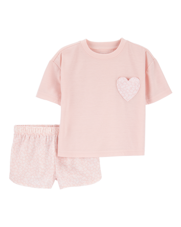 Toddler Girl 2-Piece Heart Loose Fit Pajamas, 
