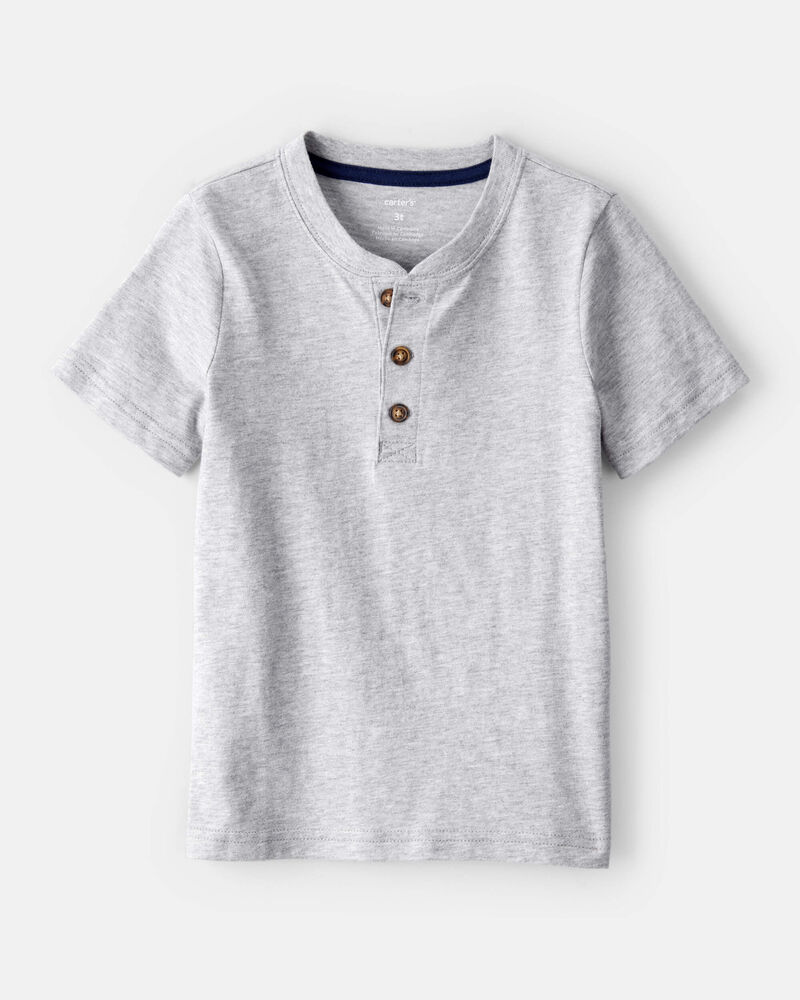 Toddler Boy Short-Sleeve Henley Tee - Grey, image 1 of 3 slides