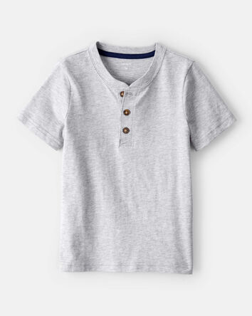 Toddler Boy Short-Sleeve Henley Tee - Grey, 