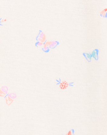 Toddler 1-Piece Butterfly 100% Snug Fit Cotton Romper Pajamas - Ivory, 