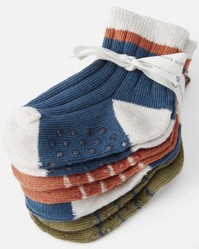 Baby 4-Pack Slip Resistant Socks in Stripes, image 2 of 3 slides
