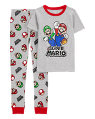 Kid Super Mario Snug Fit Cotton 2-Piece Pajamas - Heather, image 1 of 3 slides