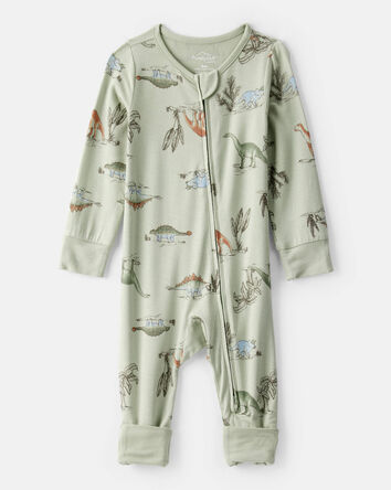 Baby Boy Dinosaur Print PurelySoft Long-Sleeve Sleep & Play - Green, 