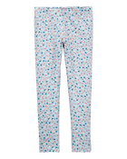 Kid Floral Stretch Leggings - Blue, image 1 of 5 slides