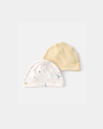 Baby 2-Pack Constellation PurelySoft Caps - Yellow/Cream, 
