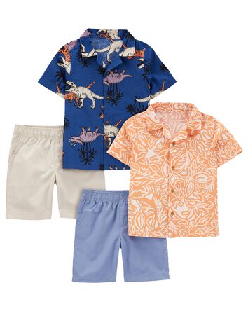 Baby 4-Piece Button-Front Shirts & Shorts Set
, 