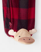 Baby Plaid Print Reindeer Christmas Loose Fit Long-Sleeve Sleep & Play - Red, image 4 of 5 slides
