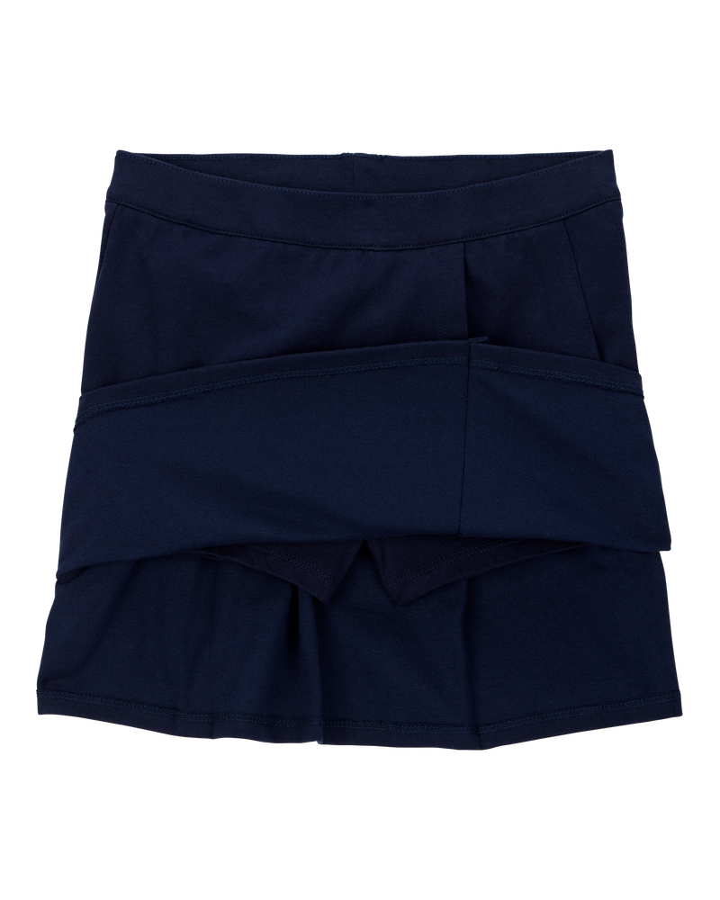 Kid Ponte Knit Uniform Skort - Navy, image 2 of 4 slides