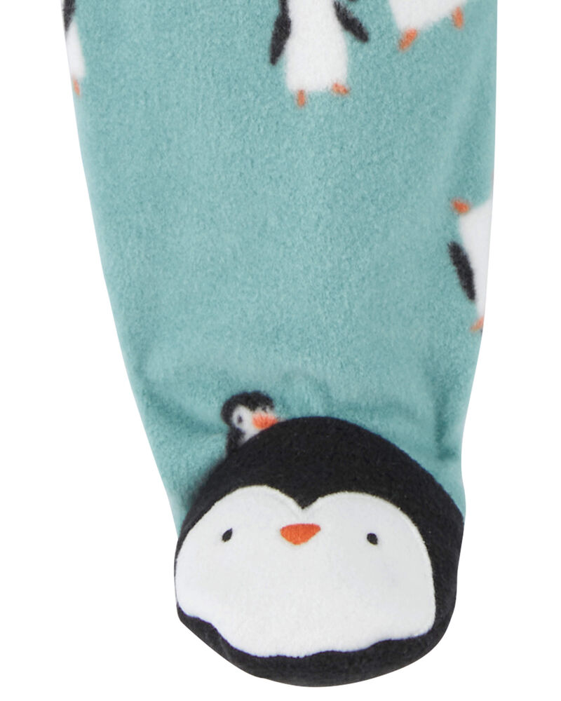Baby Penguin Fleece Zip-Up Footie Sleep & Play Pajamas, image 2 of 5 slides