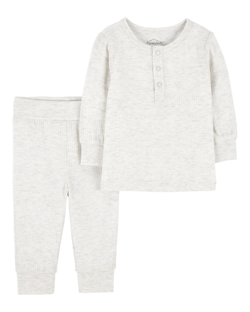 Baby 2-Piece PurelySoft Outfit Set - Grey, image 1 of 6 slides