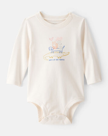 Baby Family Cotton Long-Sleeve Graphic Bodysuit - Ivory, 