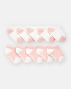 Baby 10-Pack No Show Socks - Pink/White, image 2 of 3 slides