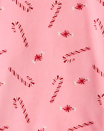 Kid Peppermint Print DreamPlush Long-Sleeve Snug Fit 2-Piece Pajamas - Pink, 